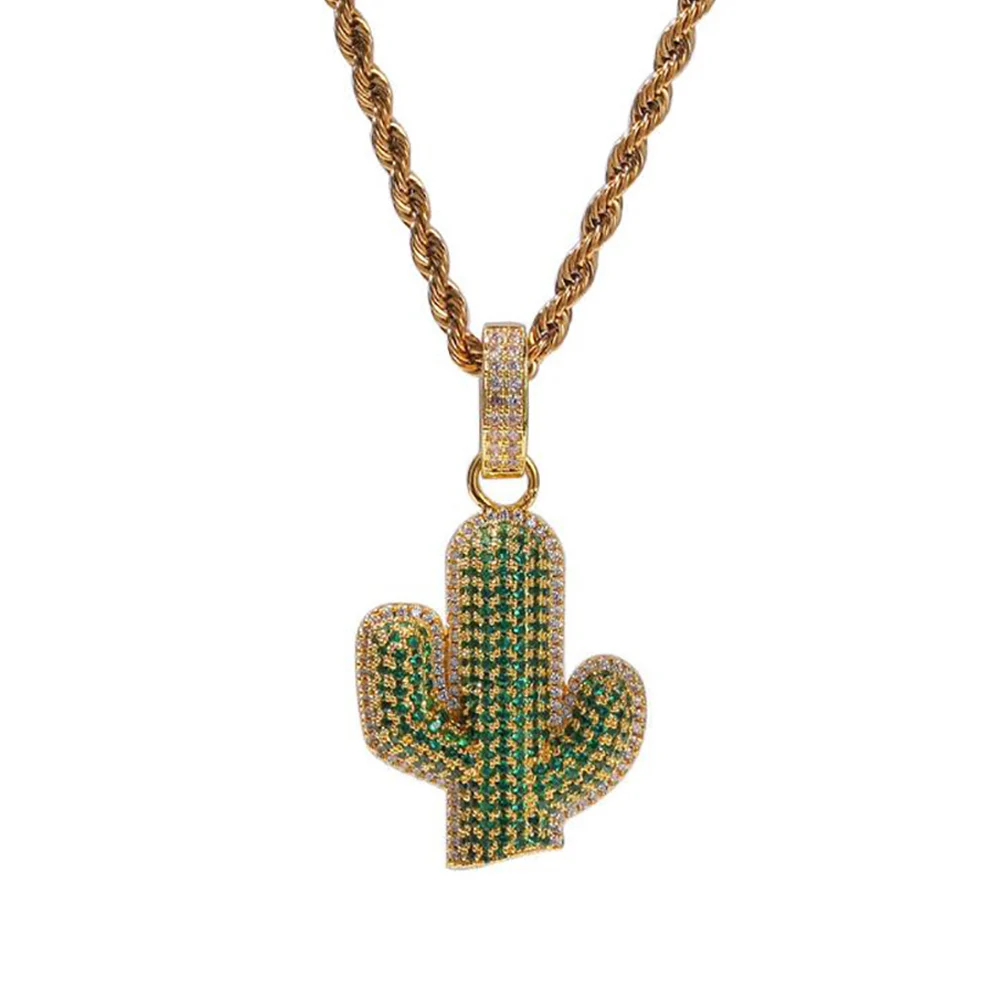Hip Hop Iced Out Gold Cactus Desert Pendant Necklace Jewelry Gift For Him with Rope Chain
Hip Hop Iced Out Gold Cactus Desert Pendant Necklace Jewelry Gift For Him with Rope Chain
