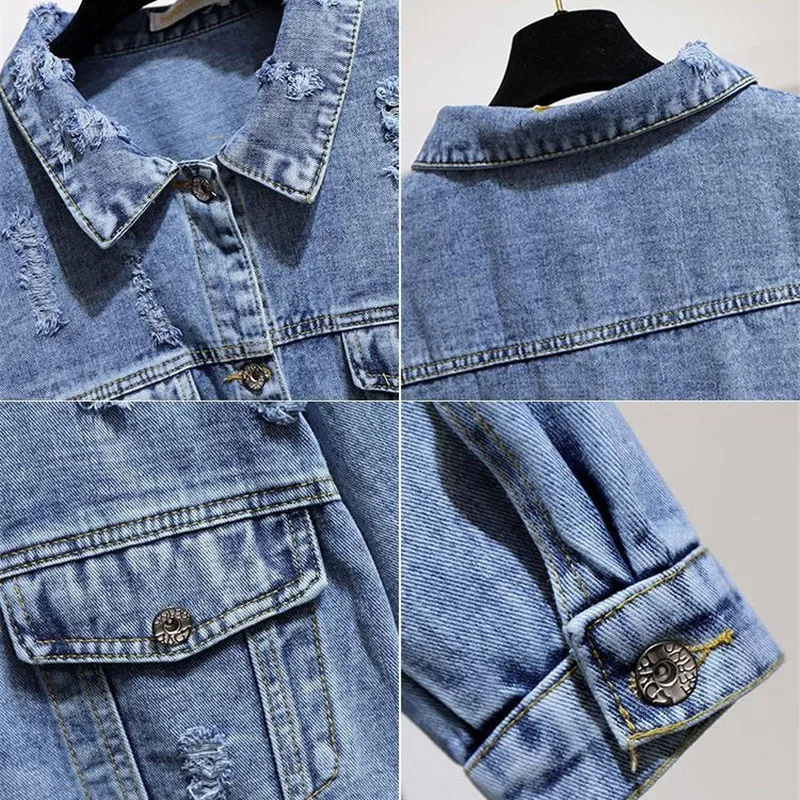 Oversize Jeans Jacket Women Spring Autumn Denim Coat Hole Blue Black Loose Jean Outerwear Plus Size 6XL Chest 115-155cm KW1134
Oversize Jeans Jacket Women Spring Autumn Denim Coat Hole Blue Black Loose Jean Outerwear Plus Size 6XL Chest 115-155cm KW1134