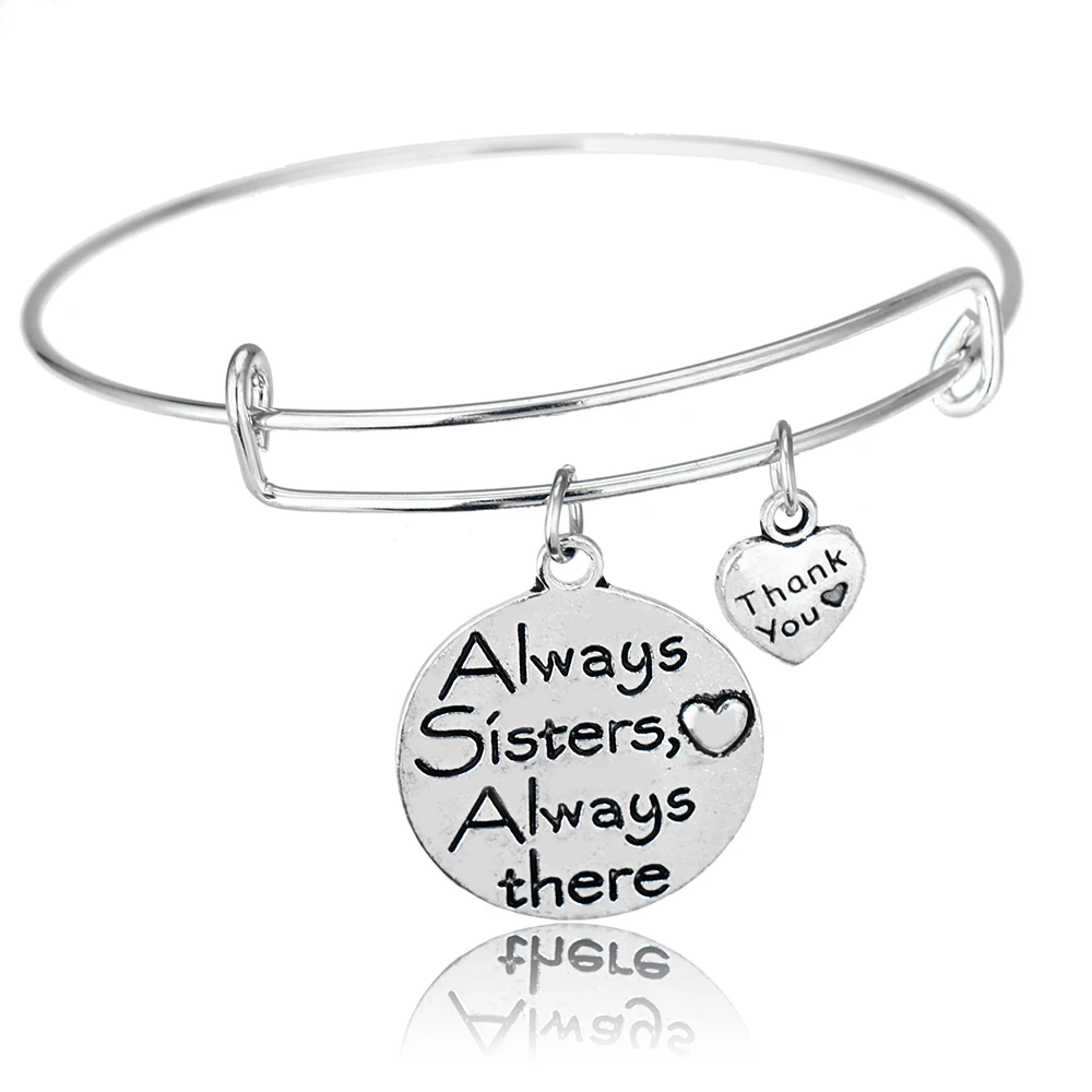 36PCs Always Sisters Always There Round Pendant Bangles Thank You Love Heart Charm Bracelets Women Girls Best Friends Gifts Hot
36PCs Always Sisters Always There Round Pendant Bangles Thank You Love Heart Charm Bracelets Women Girls Best Friends Gifts Hot