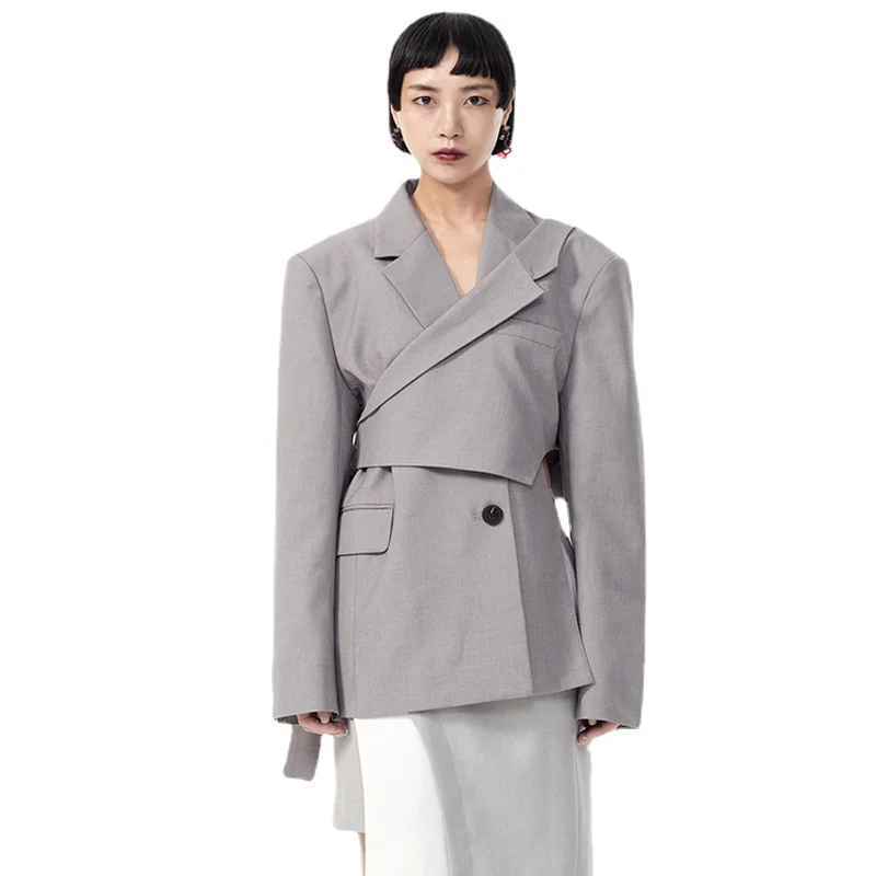 Gray Two Ways Wear Irregular Blazers Women Elegant New Lapel Long Sleeve Loose Fit Jackets Fashion Tide Spring Autumn 2021 Suits
Gray Two Ways Wear Irregular Blazers Women Elegant New Lapel Long Sleeve Loose Fit Jackets Fashion Tide Spring Autumn 2021 Suits