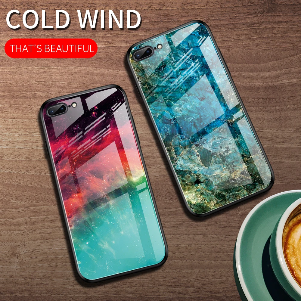 Чехол OTAO с градиентным закаленным стеклом для iPhone 11 Pro мраморный чехол-накладка XS