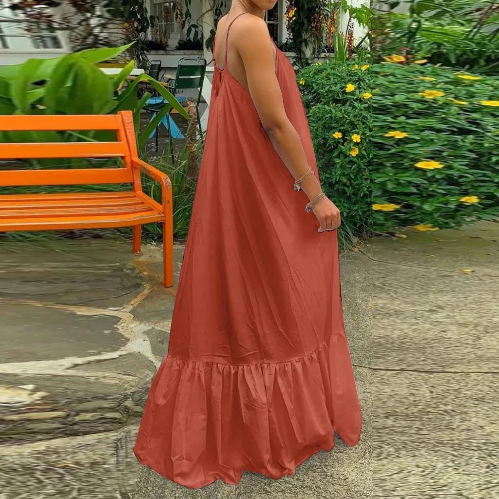 Summer Dress Robe Women Fashion Casual Solid Strap Dress Pocket Loose Backless Big Swing Dress Vestidos
Summer Dress Robe Women Fashion Casual Solid Strap Dress Pocket Loose Backless Big Swing Dress Vestidos