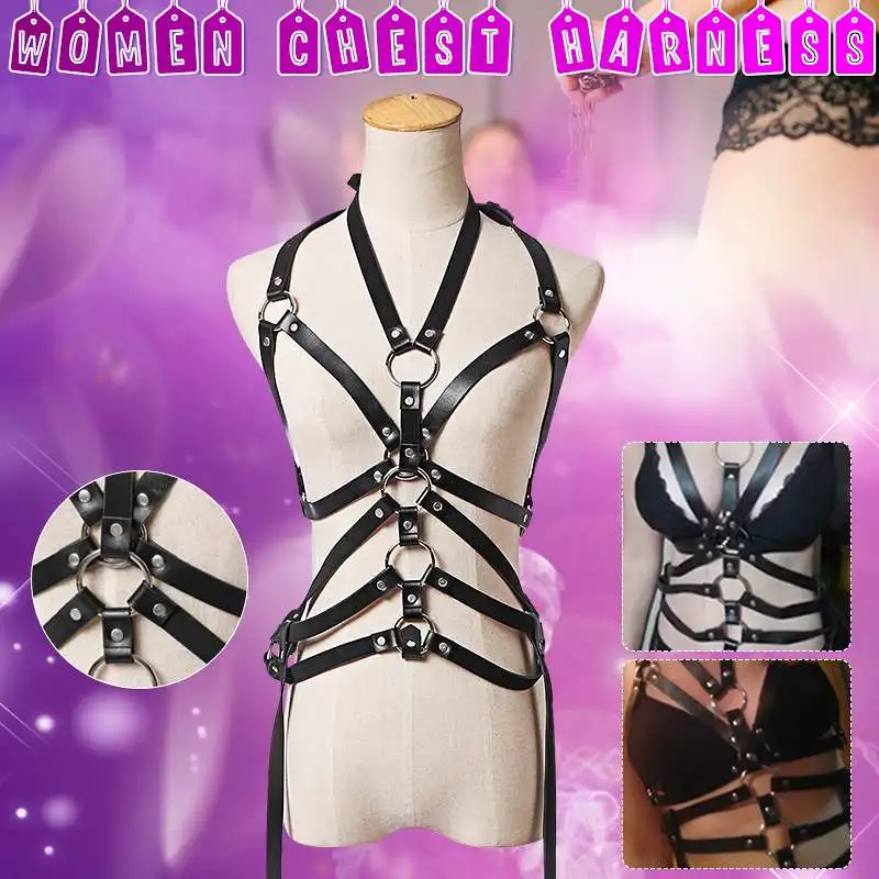 Women Leather Top Body Harness Bondage Bra Waist Belt Strap Corset Bustier Festivals Rave Costume Clubwear Holographic Belt
Women Leather Top Body Harness Bondage Bra Waist Belt Strap Corset Bustier Festivals Rave Costume Clubwear Holographic Belt