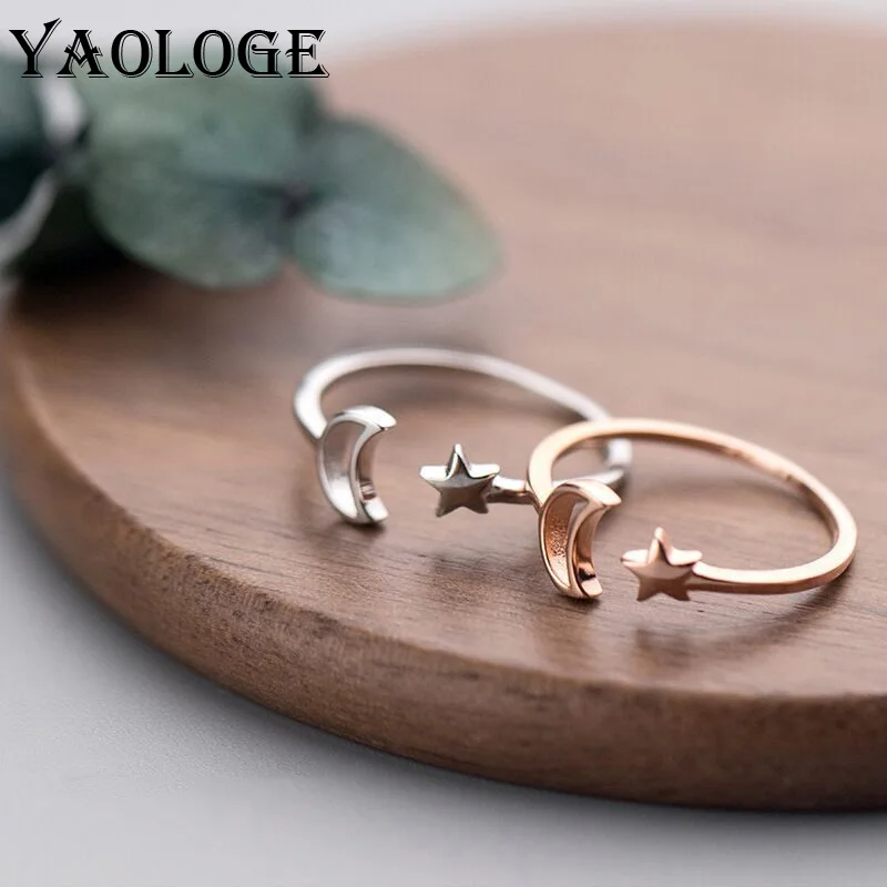 YAOLOGE 925 Sterling Silver 2021 New Korean Hollow Moon Star Ring Simple Ladies Sweet Temperament Couple Jewelry Wholesale
YAOLOGE 925 Sterling Silver 2021 New Korean Hollow Moon Star Ring Simple Ladies Sweet Temperament Couple Jewelry Wholesale