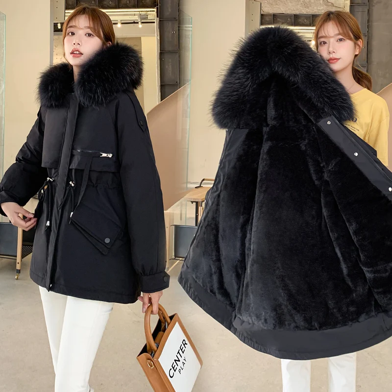 Lingwave Short Korean Loose Fur Lining Women Parkas Coat Large Size Thick Hooded Fur collar Winter Fashion Snow Female Jacket
Lingwave Short Korean Loose Fur Lining Women Parkas Coat Large Size Thick Hooded Fur collar Winter Fashion Snow Female Jacket