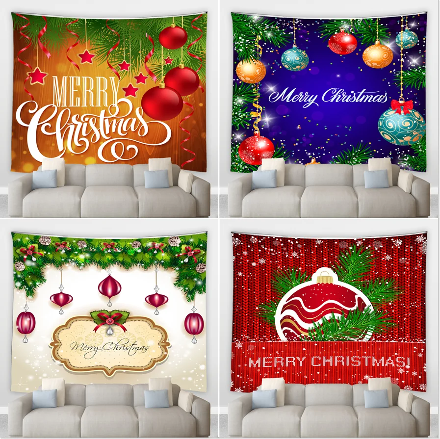 

Рождественский Большой гобелен, украшение для рождественской вечеринки, гостиной, фоновая декорация, настенная ткань, праздничное одеяло д...