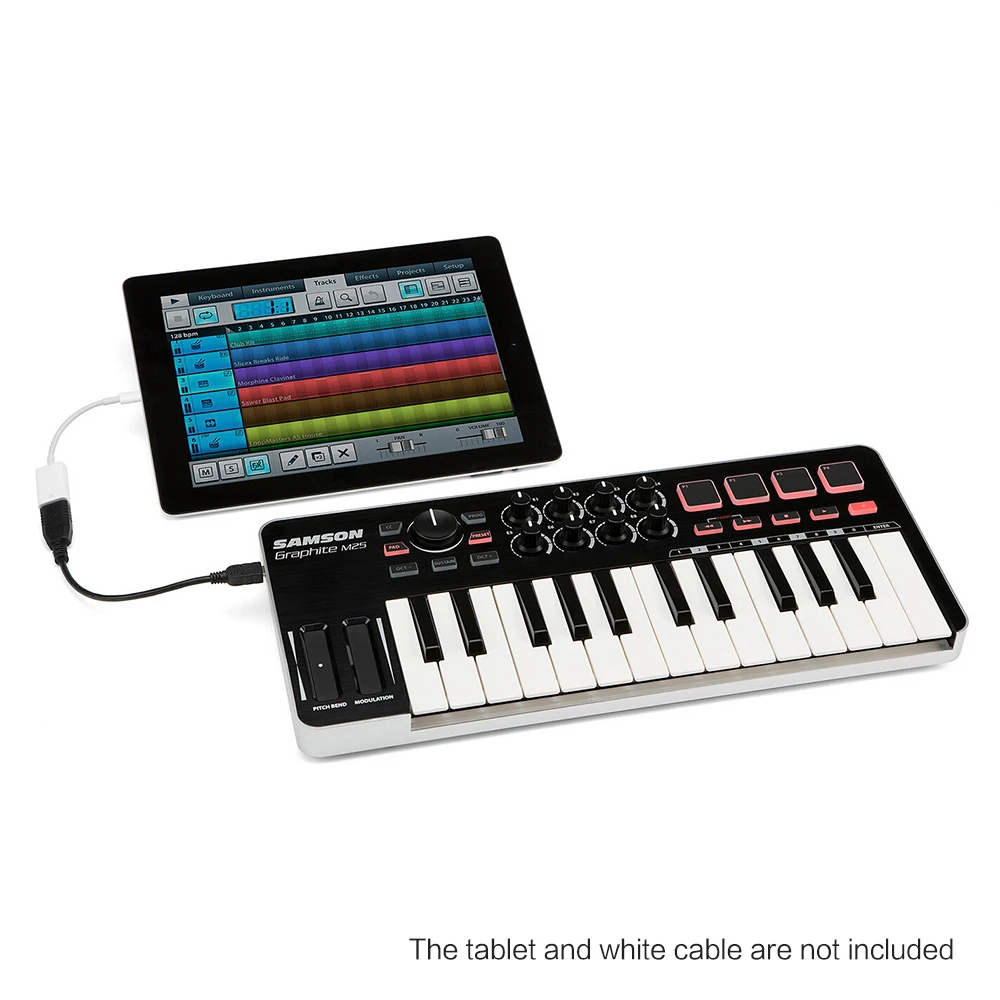 Самсон графит M25 ультра Портативный мини 25 ключ USB MIDI контроллер клавиатуры с