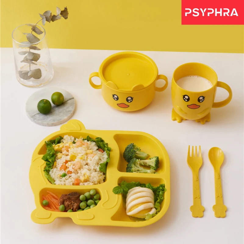 5pcs/set Baby Dish Tableware Set Yellow Duck Natural Bamboo Fiber Bowl With Cup Spoon Plate Fork Feeding Dishes for Kids Utensil
5pcs/set Baby Dish Tableware Set Yellow Duck Natural Bamboo Fiber Bowl With Cup Spoon Plate Fork Feeding Dishes for Kids Utensil