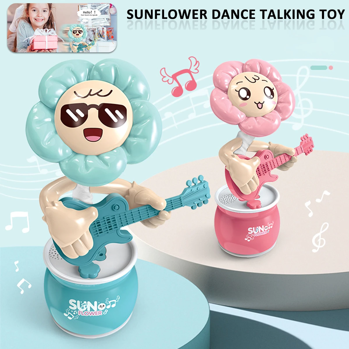 Dancing Sunflower 60 Song Speaker Talking USB Charging Voice Repeat Walking Dancer toy talk toys for Baby Girl Christmas Gift
Dancing Sunflower 60 Song Speaker Talking USB Charging Voice Repeat Walking Dancer toy talk toys for Baby Girl Christmas Gift