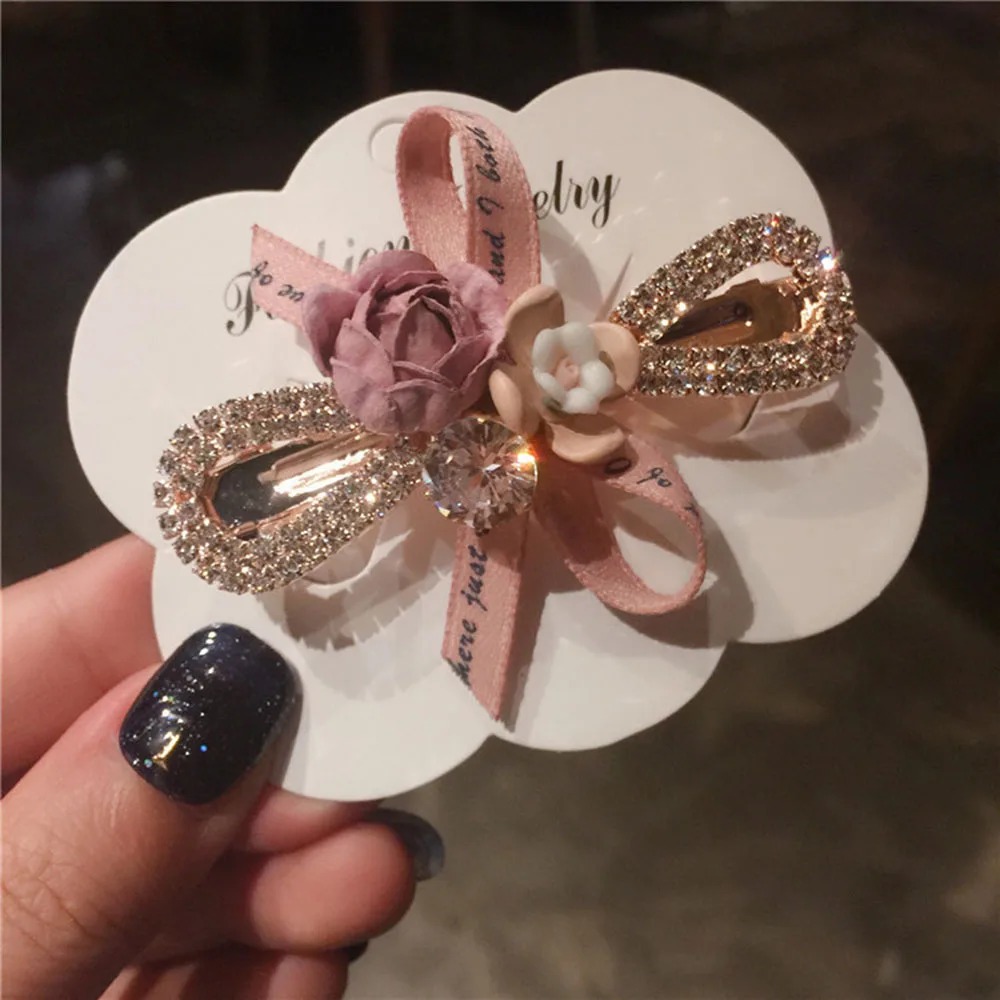 Fashion Korean Flower Hair Clip Crystal Bow Ribbon Hairpins Shiny Rhinestones Boutique Women Hair Accessories For Women
Fashion Korean Flower Hair Clip Crystal Bow Ribbon Hairpins Shiny Rhinestones Boutique Women Hair Accessories For Women