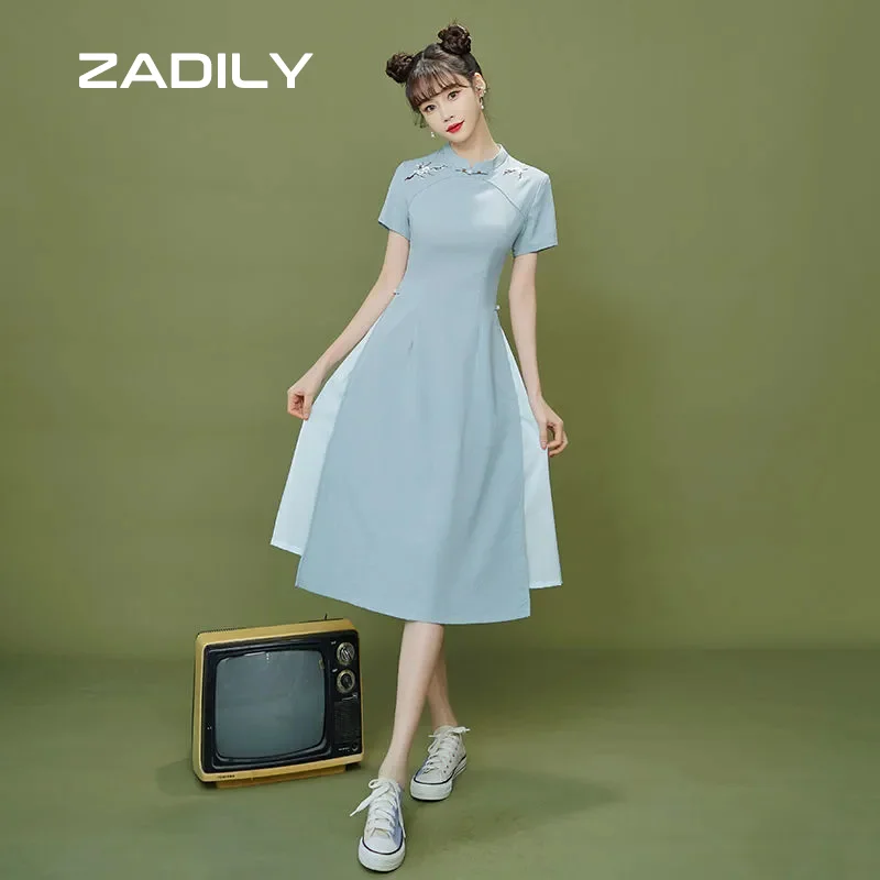 ZADILY Floral Embroidery Chinese traditional Women Chiffon Dress 2021 Summer Short Sleeve Emprie Ladies Party Midi Dresses
ZADILY Floral Embroidery Chinese traditional Women Chiffon Dress 2021 Summer Short Sleeve Emprie Ladies Party Midi Dresses