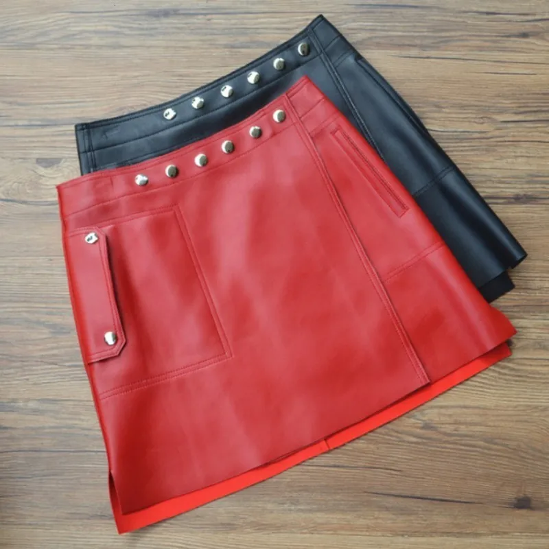 Fashion Women High Waist Sexy Mini Skirt Beads OL Casual Sheepskin Real Leather Skirts Pocket High Street Punk Biker Skirt Red
Fashion Women High Waist Sexy Mini Skirt Beads OL Casual Sheepskin Real Leather Skirts Pocket High Street Punk Biker Skirt Red