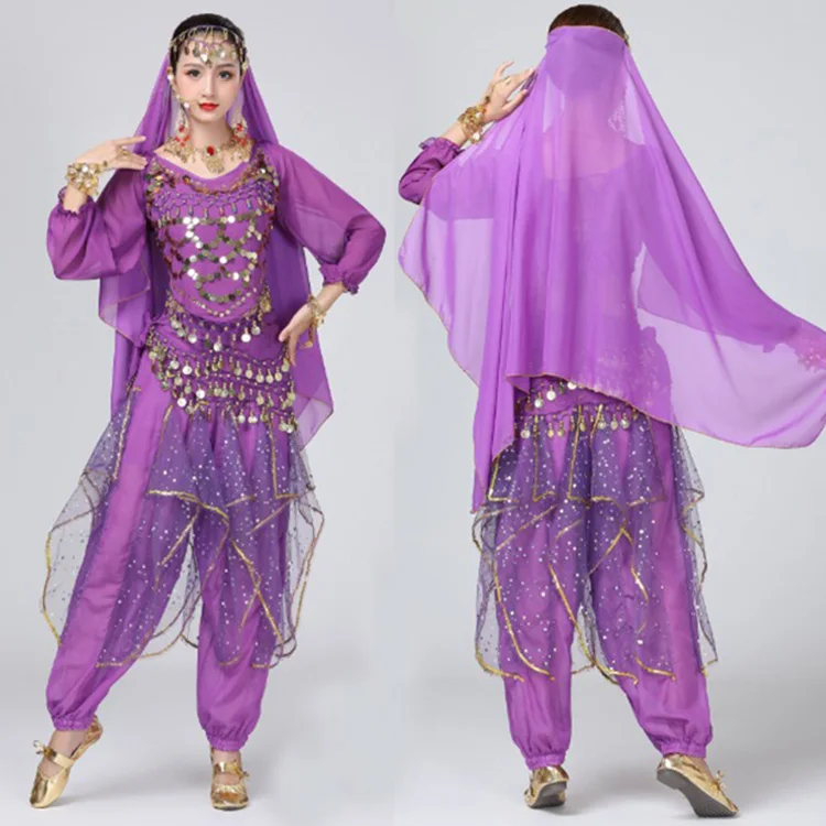 Женская одежда для танца живота костюм восточных и индийских танцев с блестками