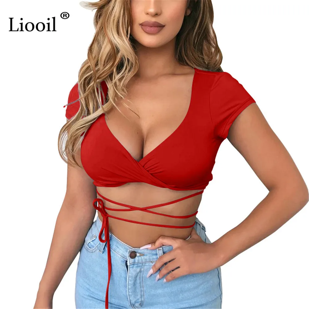 Liooil Black White Backless T Shirt Tops Sexy Bandage T Shirts Women Streetwear Short Sleeve V Neck Drawstring Bodycon Crop Tops
Liooil Black White Backless T Shirt Tops Sexy Bandage T Shirts Women Streetwear Short Sleeve V Neck Drawstring Bodycon Crop Tops