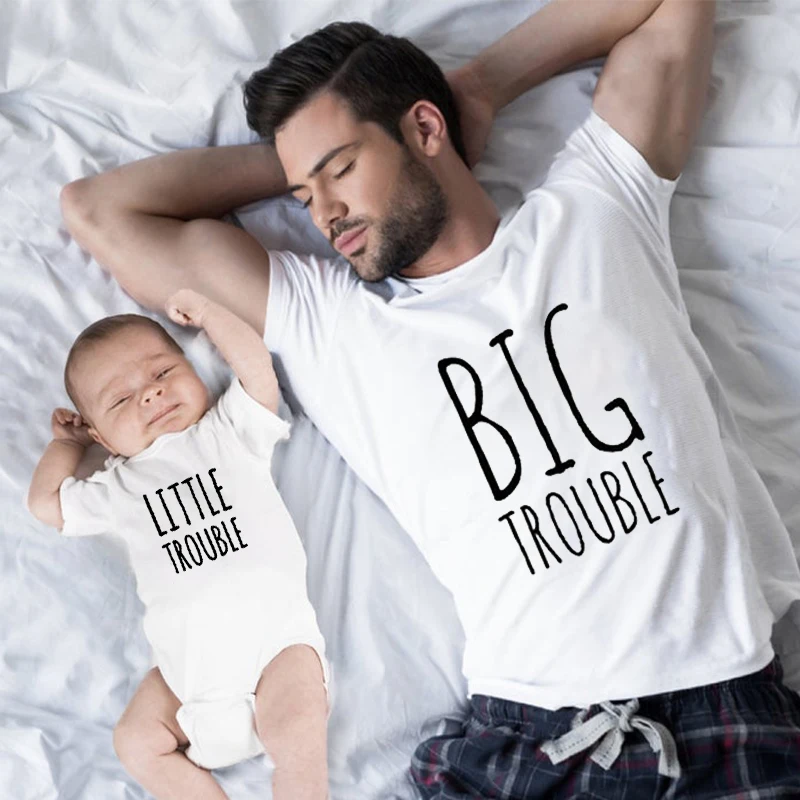 Big Trouble and Little Trouble Family Matching Outfits New Dad Daughter Son Tshirt Daddy Baby Girl Boy Romper Little Girl Love M
Big Trouble and Little Trouble Family Matching Outfits New Dad Daughter Son Tshirt Daddy Baby Girl Boy Romper Little Girl Love M