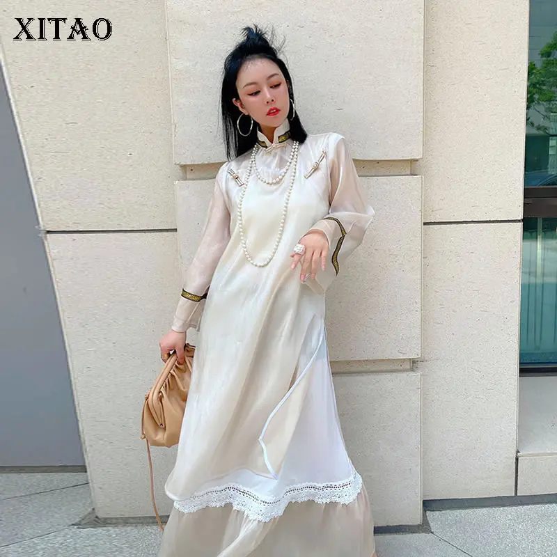XITAO New Chinese Style Dress Lace Splicing Hem Vintage Stand Collar Coil Buckle Fashion Loose Temperament Women CLL1415
XITAO New Chinese Style Dress Lace Splicing Hem Vintage Stand Collar Coil Buckle Fashion Loose Temperament Women CLL1415