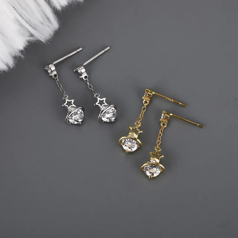Yongcheng S925 pure silver romantic Star Earrings temperament light luxury sense Earrings student net red Earrings female trend 
Yongcheng S925 pure silver romantic Star Earrings temperament light luxury sense Earrings student net red Earrings female trend