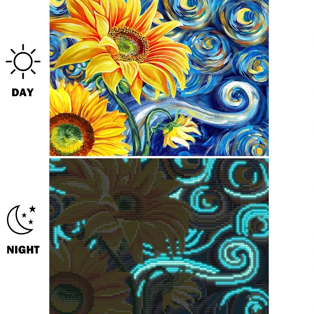 5D DIY Sun flower luminous diamond painting on number adults Rhinestone Embroidery diamond Home decoration modern Gift 
5D DIY Sun flower luminous diamond painting on number adults Rhinestone Embroidery diamond Home decoration modern Gift