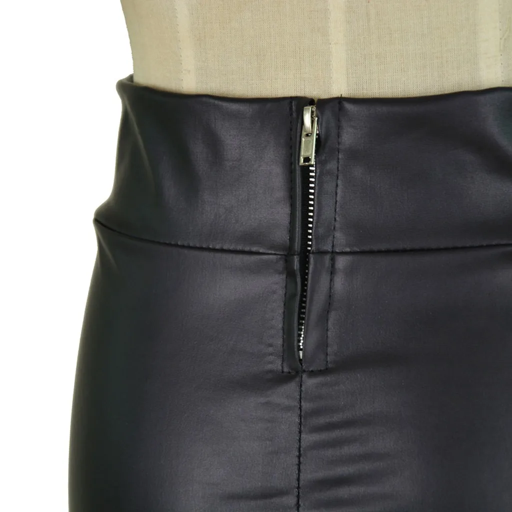 Sexy Leather Skirt Women Summer High Waist Zipper Pencil Mini Skirts Fashion Black Streetwear Short Skirt Ladies Faldas Mujer
Sexy Leather Skirt Women Summer High Waist Zipper Pencil Mini Skirts Fashion Black Streetwear Short Skirt Ladies Faldas Mujer