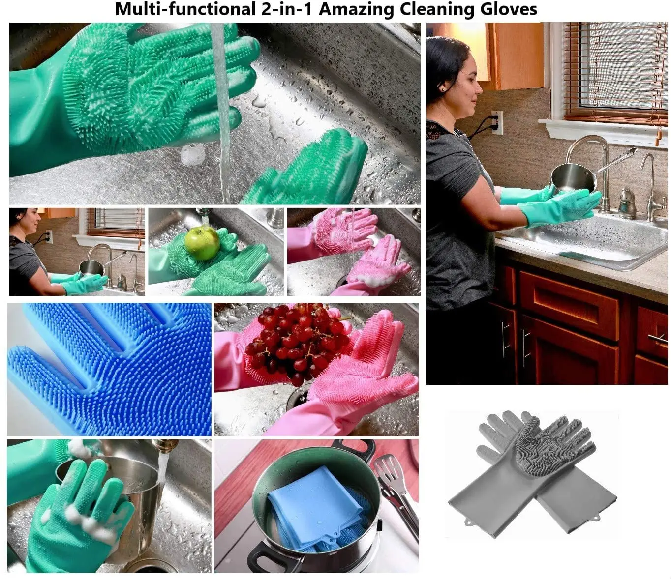 Dishwashing Cleaning Sponge Gloves Reusable Silicone Brush Scrubber Gloves Heat Resistant for Dishwashing Kitchen Bathroom
Dishwashing Cleaning Sponge Gloves Reusable Silicone Brush Scrubber Gloves Heat Resistant for Dishwashing Kitchen Bathroom