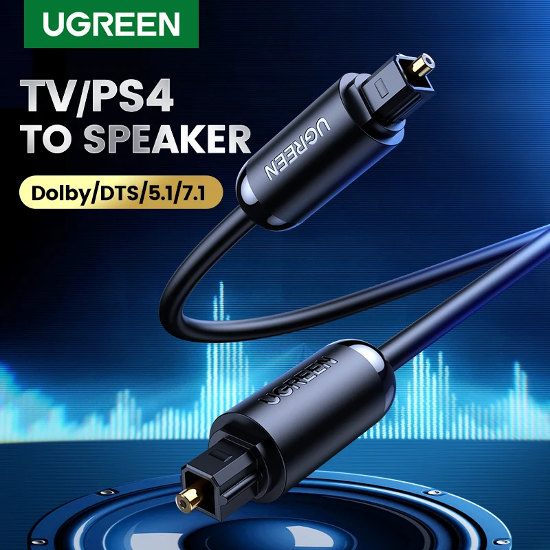 Цифровой оптический аудиокабель Ugreen Toslink 1 м 3 коаксиальный кабель SPDIF для