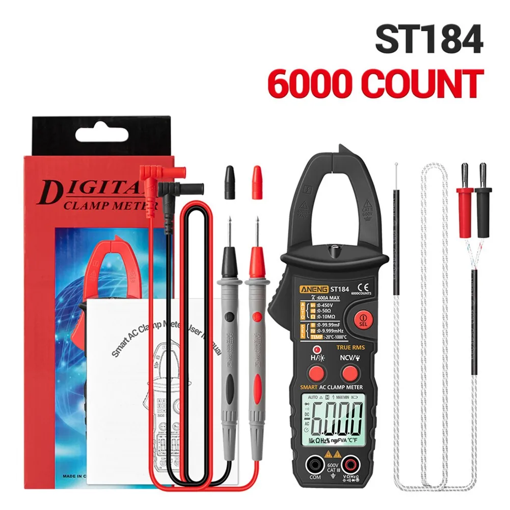 ANENG ST194 Digital 6000 Count True RMS Multimeter Clamp Meter DC/AC Current Clamp Voltage Car Tester Hz Capacitance Ohm Tool
ANENG ST194 Digital 6000 Count True RMS Multimeter Clamp Meter DC/AC Current Clamp Voltage Car Tester Hz Capacitance Ohm Tool