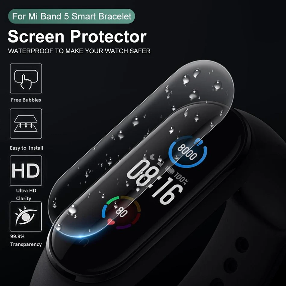 Защитная пленка для экрана мягкая Xiaomi Mi Band 5 аксессуары смарт-браслета полное