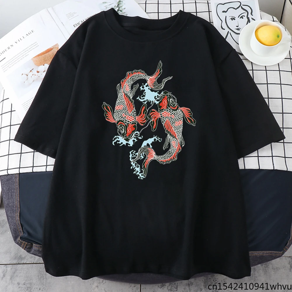 Two Totem Koi Printing Fashion Style Harajuku Loose O-Neck Women's T Shirt Summer New
Two Totem Koi Printing Fashion Style Harajuku Loose O-Neck Women's T Shirt Summer New