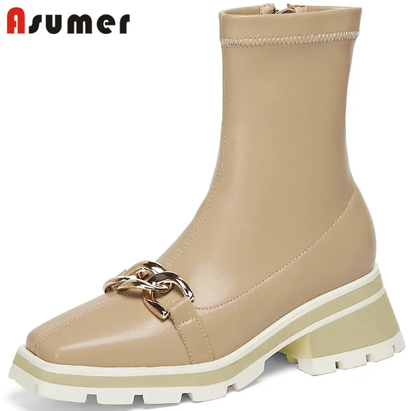 Asumer 2021 New Arrive Ankle Boots For Women Shoes Square Heel Platform Shoes Chain Fashion Cool Genuine Leather +Pu Women Boots
Asumer 2021 New Arrive Ankle Boots For Women Shoes Square Heel Platform Shoes Chain Fashion Cool Genuine Leather +Pu Women Boots