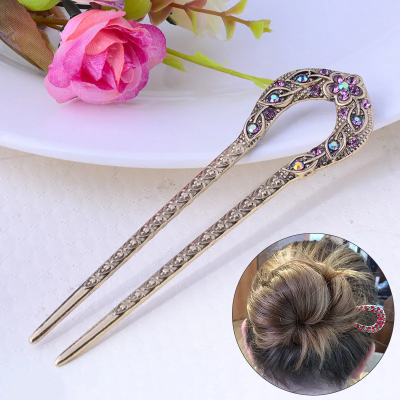 Vintage U-shaped Hairpin Hair Stick Alloy Metal Retro Style Hair Stick Women Rhinestone Flower Hairpins Hair Jewelry Accessories
Vintage U-shaped Hairpin Hair Stick Alloy Metal Retro Style Hair Stick Women Rhinestone Flower Hairpins Hair Jewelry Accessories