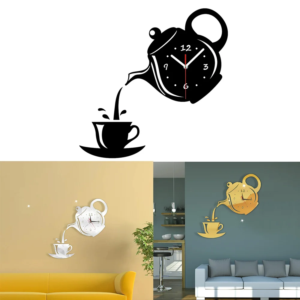 3D DIY Mirror Wall Clock Quiet Acrylic Clock Modern Coffee Teapot Shape for Office Kitchen Home Decor Wall Sticker Numeral Clock
3D DIY Mirror Wall Clock Quiet Acrylic Clock Modern Coffee Teapot Shape for Office Kitchen Home Decor Wall Sticker Numeral Clock