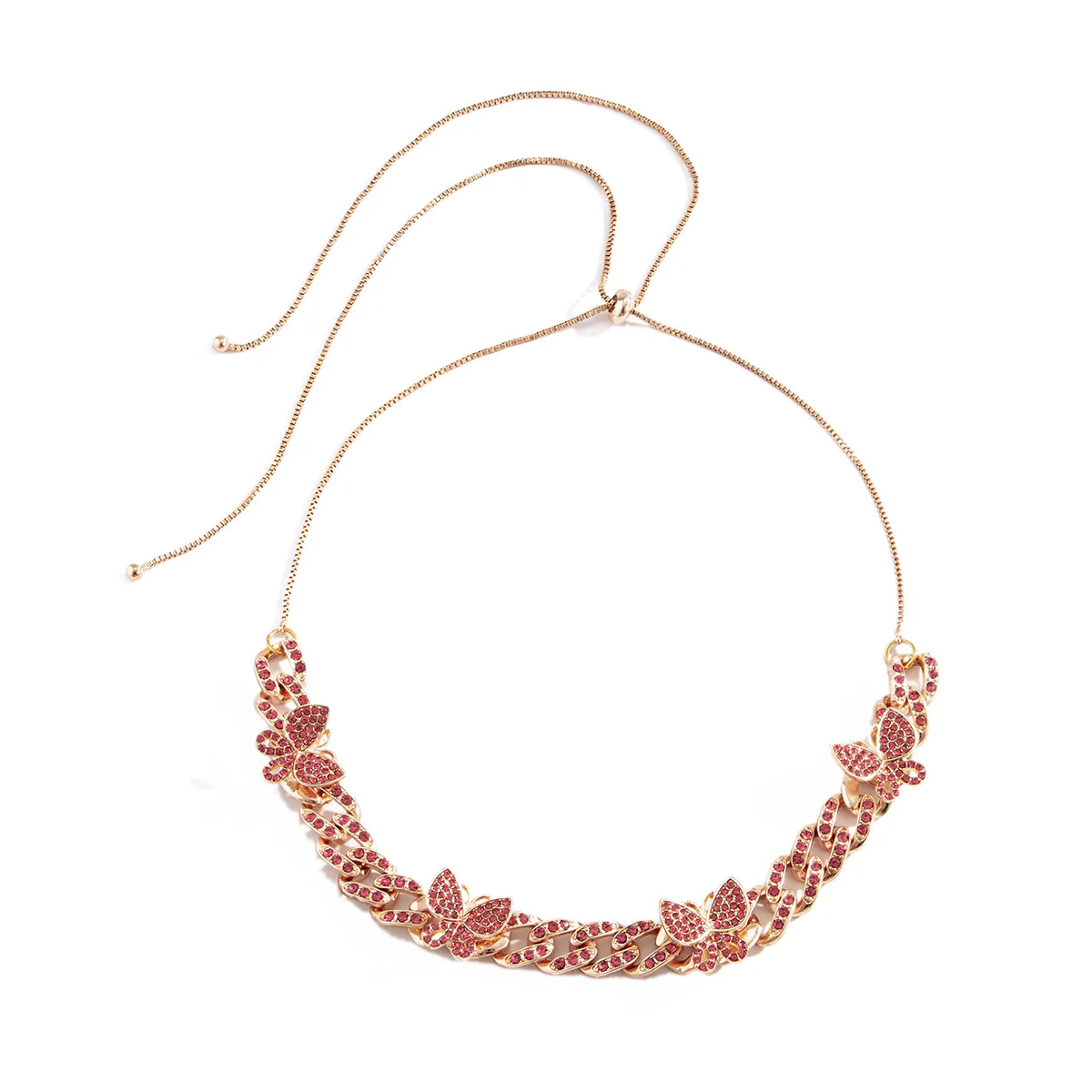 Rhinestone Butterfly Necklace Multilayed Choker Cuban Link Chain Butterfly Chains Bling Hip Hop Female Pendant Crystal jewelry