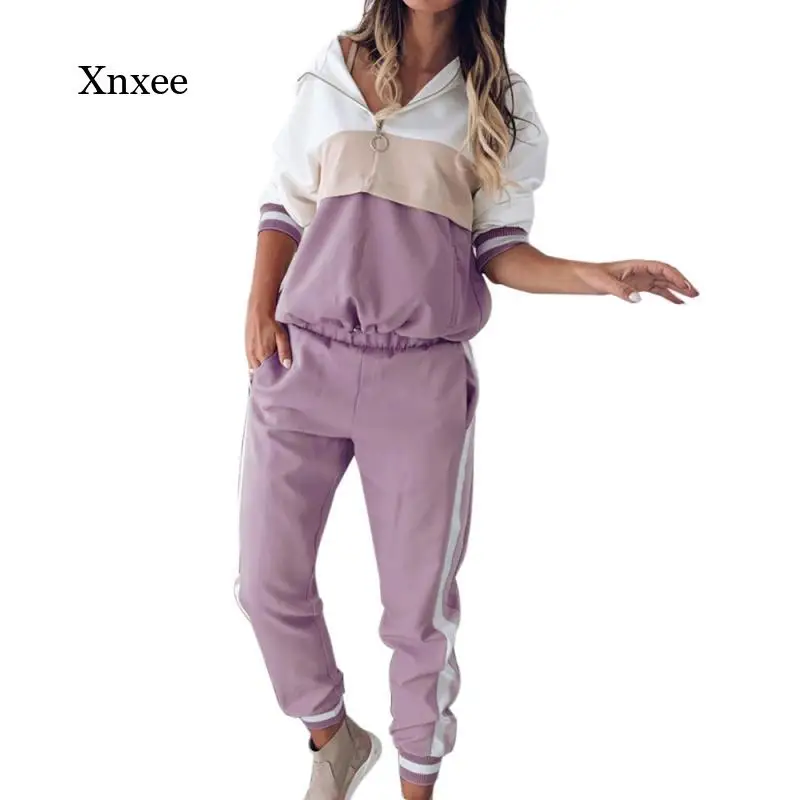 Spring and Autumn Women's Sportswear Patchwork Sportswear Girls Casual Wear Long Sleeve Pocket Hoodie Sweatshirt + Sweatpants Wo
Spring and Autumn Women's Sportswear Patchwork Sportswear Girls Casual Wear Long Sleeve Pocket Hoodie Sweatshirt + Sweatpants Wo