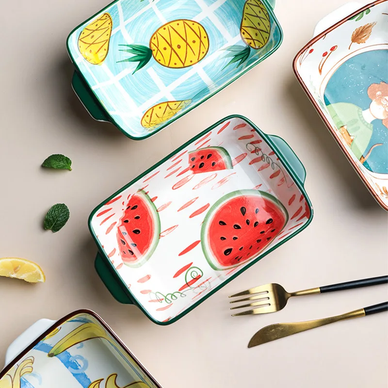 Hand Painted Ceramic Bakeware Household Binaural Baking Bowl Fruit Salad Cheese Roast Baking Pan Kitchen Tableware Dinner Plate
Hand Painted Ceramic Bakeware Household Binaural Baking Bowl Fruit Salad Cheese Roast Baking Pan Kitchen Tableware Dinner Plate