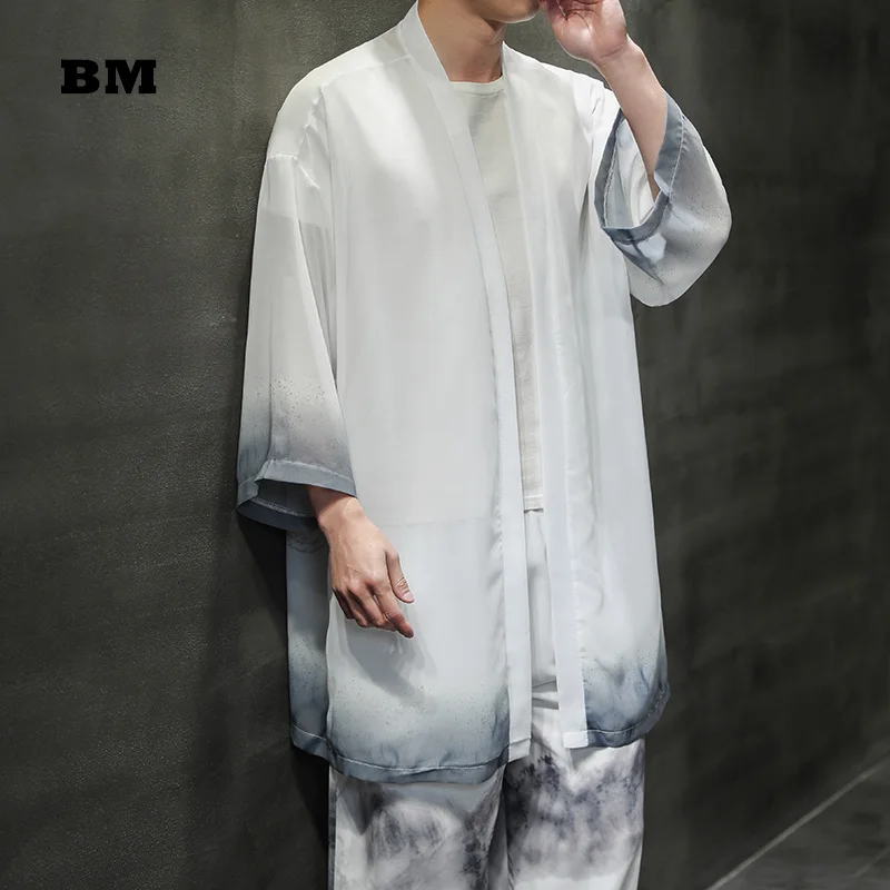 Summer Thin Long Hanfu Chinese Traditional Dress 2021 Harajuku 3/4 Sleeve Ice Silk Cardigan Loose Plus Size Road Gown Men
Summer Thin Long Hanfu Chinese Traditional Dress 2021 Harajuku 3/4 Sleeve Ice Silk Cardigan Loose Plus Size Road Gown Men