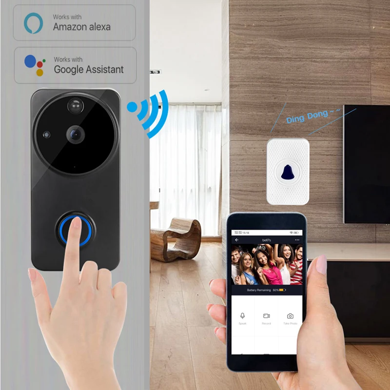 Tuya 1080P WiFi Video Doorbell Alexa Google Home IP54 Waterproof Outdoor Wireless Smart Video Doorbell Intercom Camera
Tuya 1080P WiFi Video Doorbell Alexa Google Home IP54 Waterproof Outdoor Wireless Smart Video Doorbell Intercom Camera