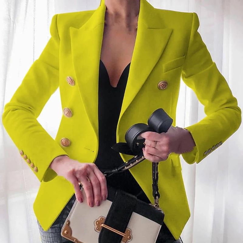 Women Vintage Blazer Jacket Double Breasted Solid Color Slim Fit Coat Notched Lapel Pocket Long Sleeve Office Cardigan
Women Vintage Blazer Jacket Double Breasted Solid Color Slim Fit Coat Notched Lapel Pocket Long Sleeve Office Cardigan