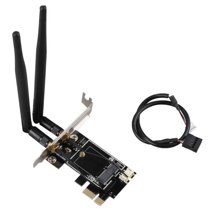 PCI-E X1 to M.2 NGFF E-Key WiFi Wireless Network Adapter Converter Card with Bluetooth for Desktop PC 
PCI-E X1 to M.2 NGFF E-Key WiFi Wireless Network Adapter Converter Card with Bluetooth for Desktop PC
