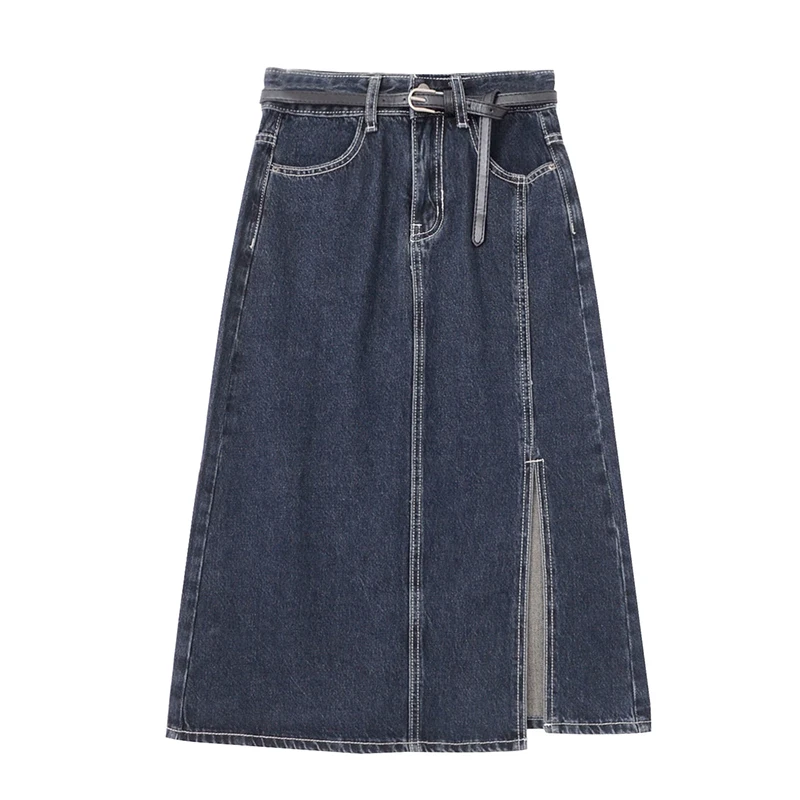 High Waist Dark Blue Denim Hem Slit Spliced Elegant Half-body Skirt Women Fashion Tide New Spring Summer 2021 E883
High Waist Dark Blue Denim Hem Slit Spliced Elegant Half-body Skirt Women Fashion Tide New Spring Summer 2021 E883