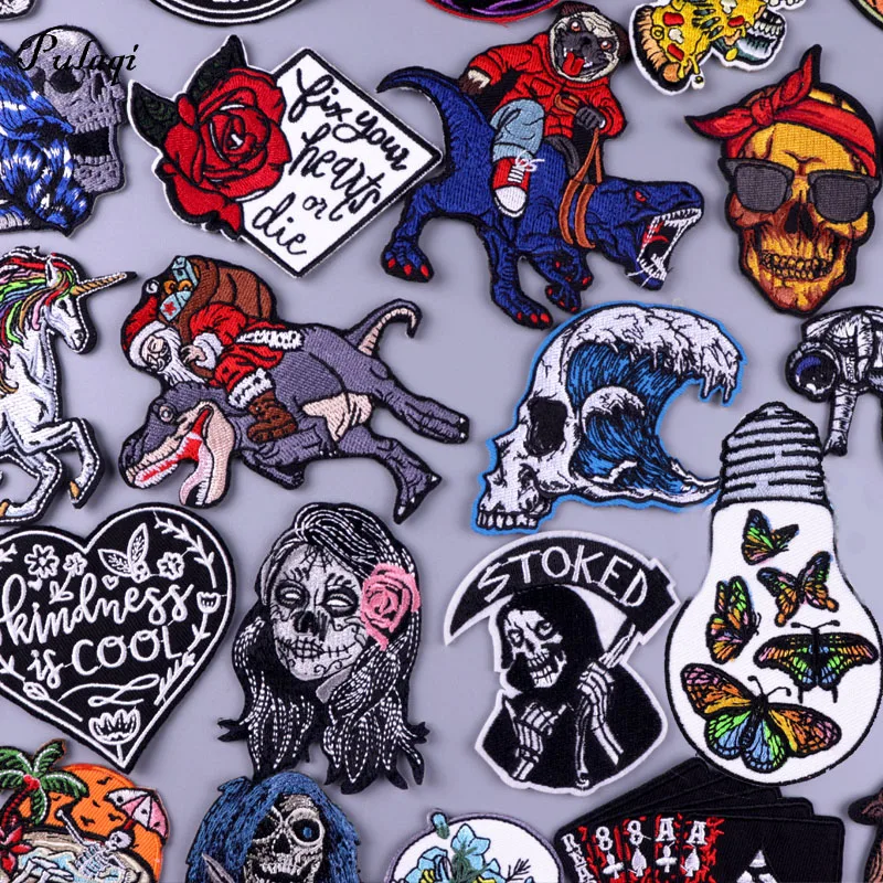 Punk Skull Buttertly Embroidery Patches Stickers For Clothes T-Shirt Applique Iron On Dinosaur Animal Badge Sewing Stripes Patch
Punk Skull Buttertly Embroidery Patches Stickers For Clothes T-Shirt Applique Iron On Dinosaur Animal Badge Sewing Stripes Patch