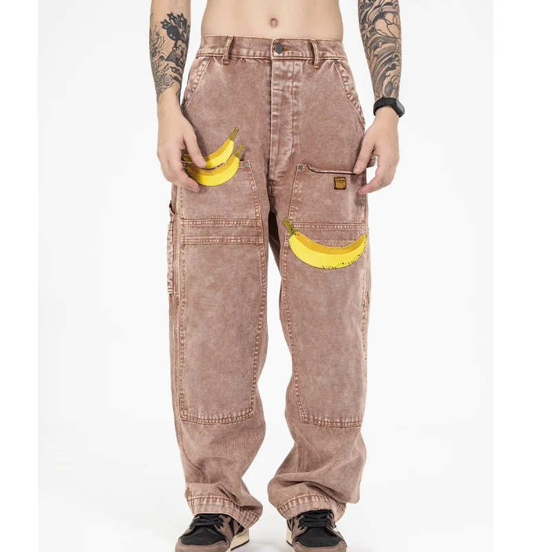 Hip-Hop Banana Embroidery Men's Jeans 2021 New Autumn Pocket Zipper Middle Waist Washed Denim Trousers Harajuku Goth Cargo Jeans
Hip-Hop Banana Embroidery Men's Jeans 2021 New Autumn Pocket Zipper Middle Waist Washed Denim Trousers Harajuku Goth Cargo Jeans