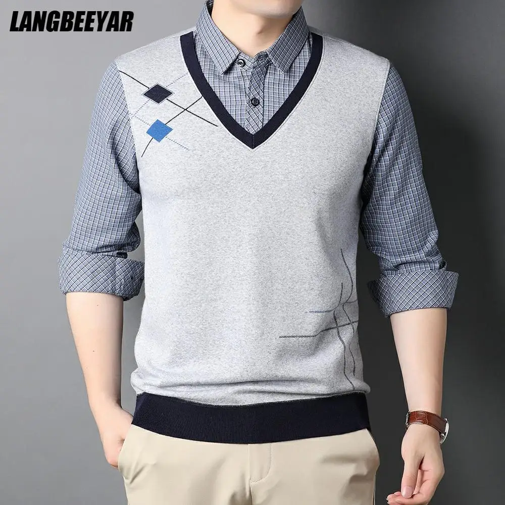 Top Grade Fake Two New Fashion Brand Korean Knit Checkered Slim Fit Shirt For Men Fasion Long Sleeve College Casual Mans Clothes
Top Grade Fake Two New Fashion Brand Korean Knit Checkered Slim Fit Shirt For Men Fasion Long Sleeve College Casual Mans Clothes