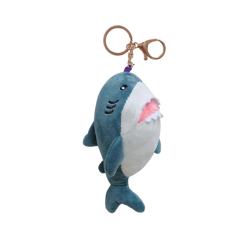 Креативный брелок для ключей с милой синей акулой плюшевая подвеска маленькая