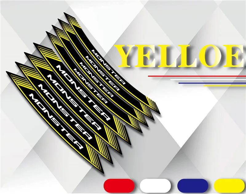 High Quality Motorcycle Tires LOGO Reflective Waterproof Stripe Sticker Front Rear Wheel Decals Stickers Set For DUCATI MONSTER
High Quality Motorcycle Tires LOGO Reflective Waterproof Stripe Sticker Front Rear Wheel Decals Stickers Set For DUCATI MONSTER