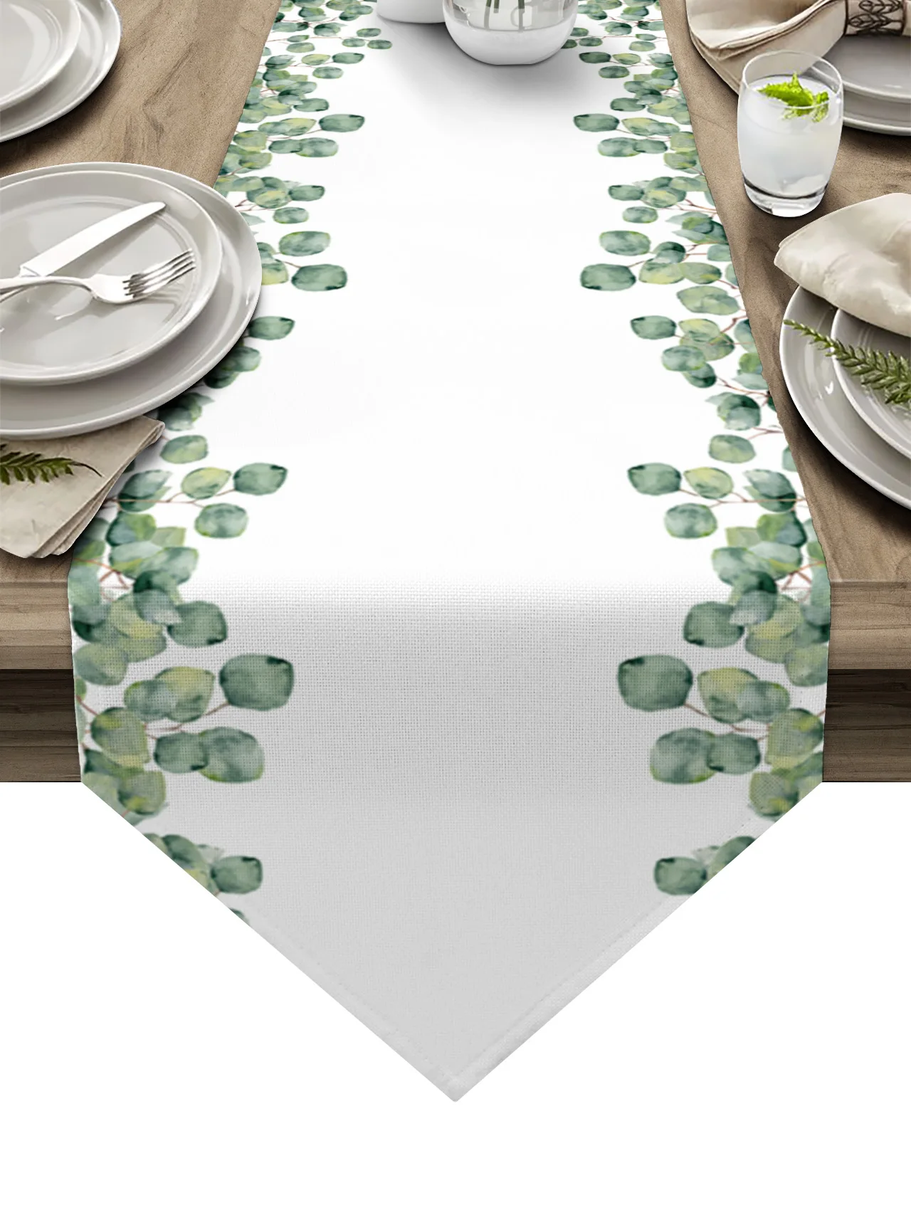 

Tropical Plants Eucalyptus Leaves Table Runner Tablecloth Placemat Table Mat For Home Textile Wedding Party Decoration Supplies