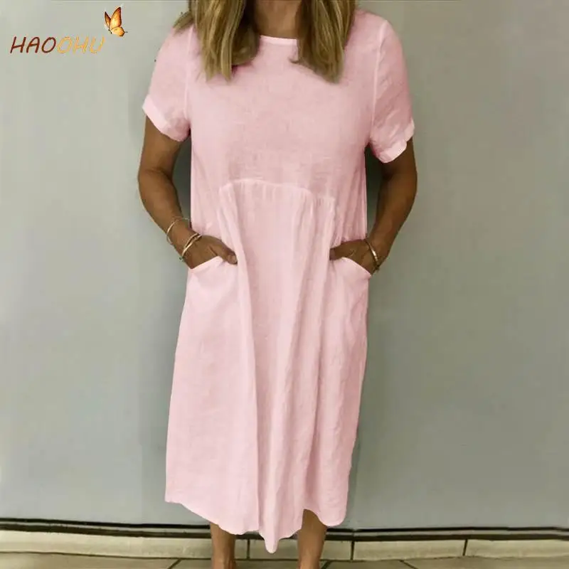 HAOOHU Plus Size Dresses 2022 Loose O-Neck Short Sleeve Cotton Linen Dress Women's Clothing Casual Dresses Summer Ladies Urban
HAOOHU Plus Size Dresses 2022 Loose O-Neck Short Sleeve Cotton Linen Dress Women's Clothing Casual Dresses Summer Ladies Urban