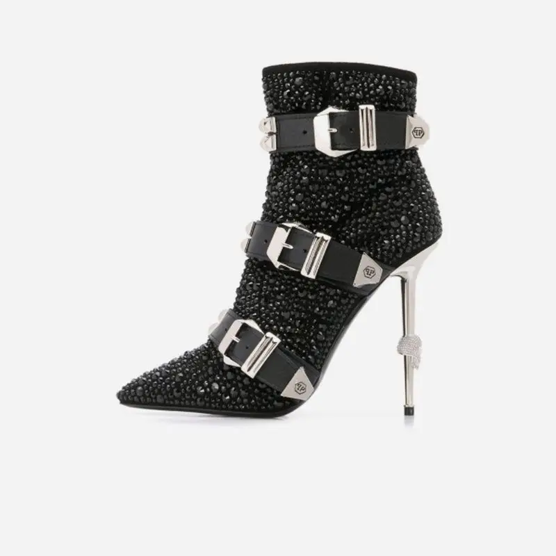 Abesire Ankle Boots Black Buckle Decor Side Zipper Stiletto Heels Crystal Short Boots Women New Autumn Winter Big Size Shoes
Abesire Ankle Boots Black Buckle Decor Side Zipper Stiletto Heels Crystal Short Boots Women New Autumn Winter Big Size Shoes