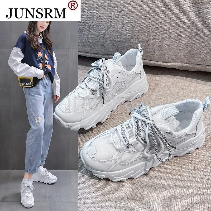 Women Fashion White Sneakers 2020 Autumn Platform Chunky Casual Shoes Brand Old Dad Shoes Woman Black Vulcanized Shoes White 5cm 
Women Fashion White Sneakers 2020 Autumn Platform Chunky Casual Shoes Brand Old Dad Shoes Woman Black Vulcanized Shoes White 5cm