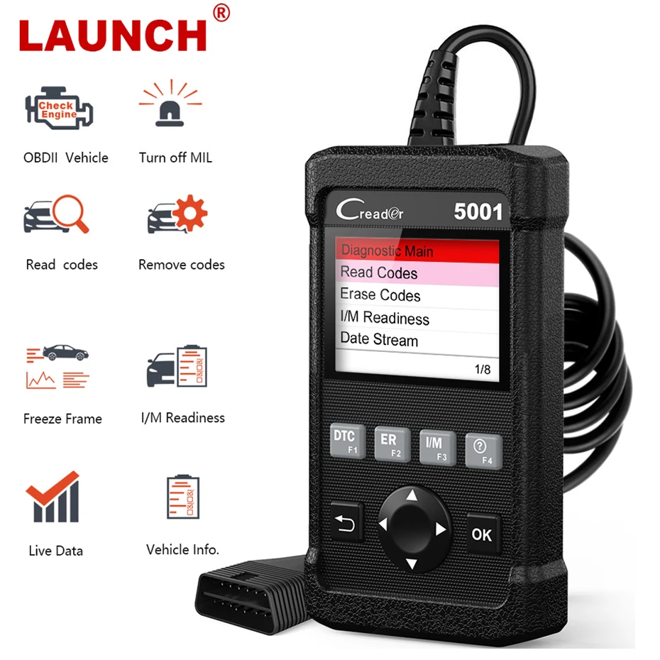Диагностический сканер LAUNCH CR5001, сканер для диагностики автомобиля, OBD2/EODO, профессиональный, для проверки кода двигателя
Диагностический сканер LAUNCH CR5001, сканер для диагностики автомобиля, OBD2/EODO, профессиональный, для проверки кода двигателя