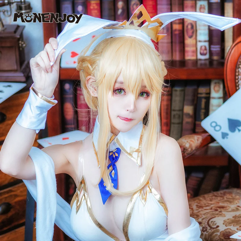 

Monenjoy Fate Grand Order Artoria Pendragon Ruler Cosplay Wig Swimsuit Lion King Gold Cos Hair